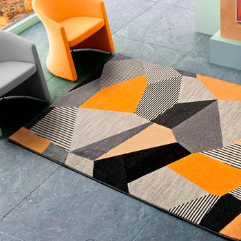 Alfombras 100% Polipropileno HEAT-SET FRISÈ Alfombra geométrica trapezoide gris 60x120